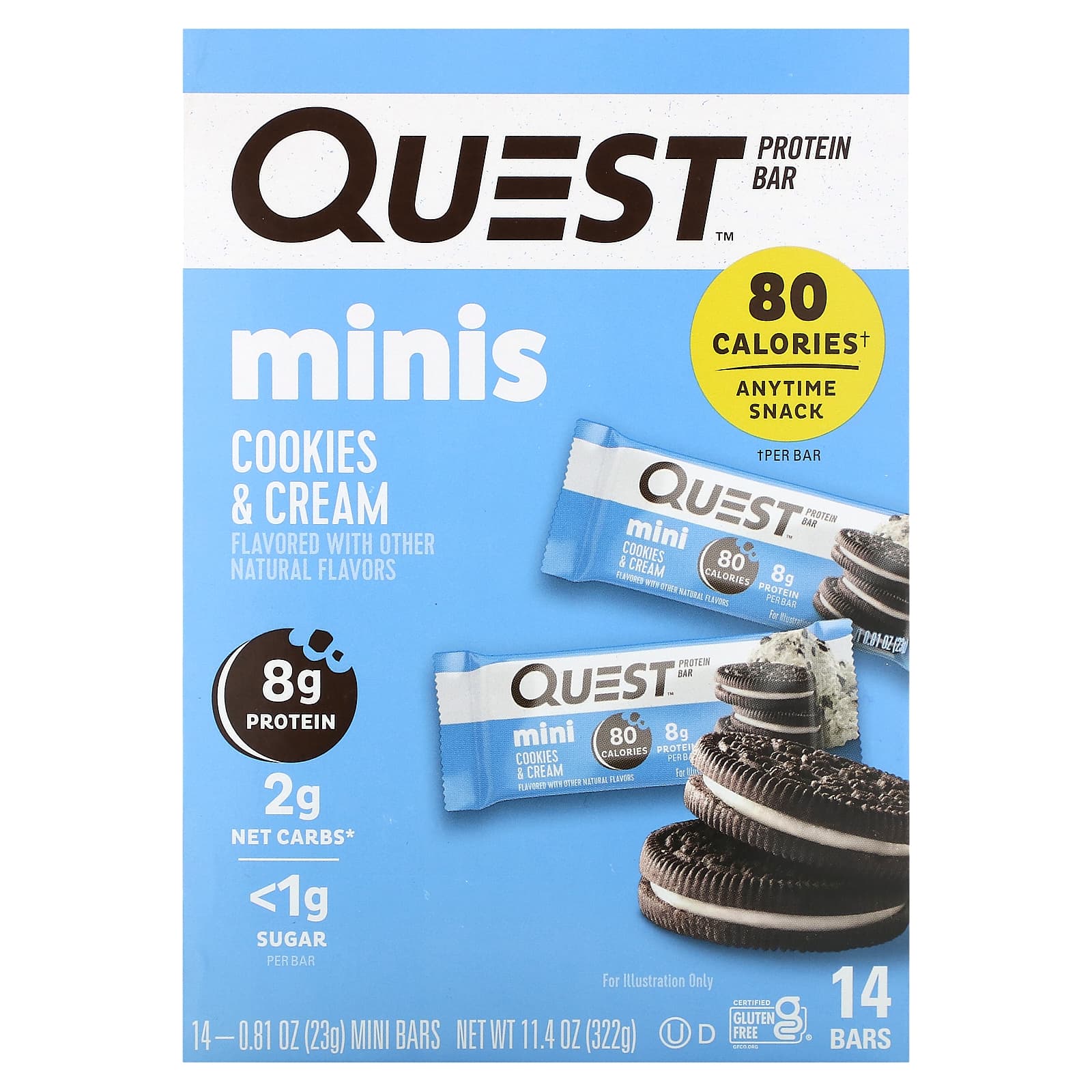 Quest Nutrition, протеїновий батончик, міні-бар, печиво з кремом, 14 ...