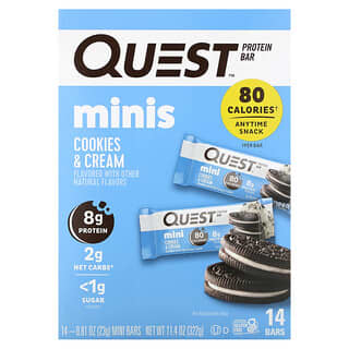 Quest Nutrition, Protein Bar, Minis, Cookies & Cream, 14 Bars, 0.81 oz (23 g) Each