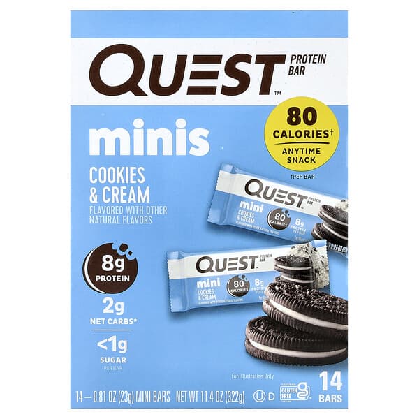 Minis, Protein Bar, Cookies & Cream, 14 Bars, 0.81 oz (23 g) Each