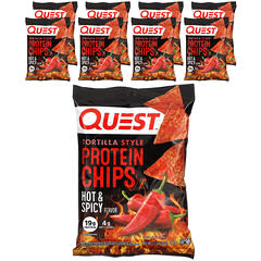 Tortilla Style Protein Chips, Hot & Spicy, 8 Bags, 1.1 oz