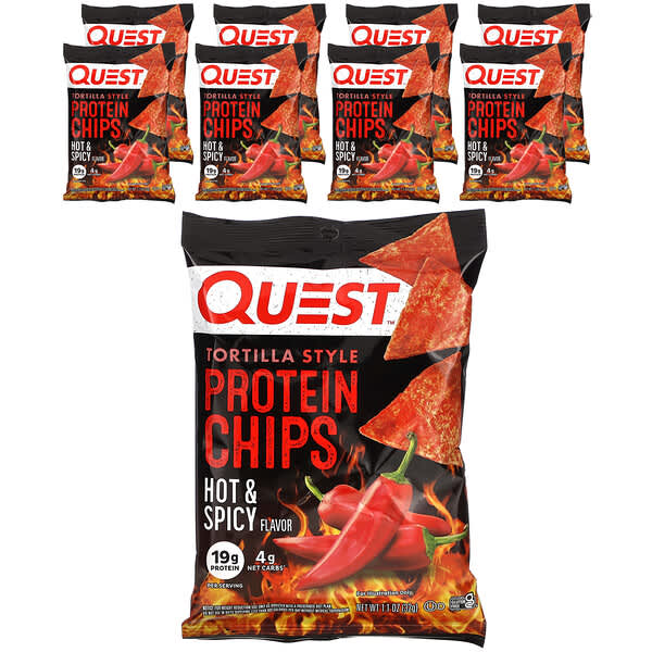 Quest Nutrition, 玉米餅蛋白質片，熱辣，8 袋，每袋 1.1 盎司（32 克）