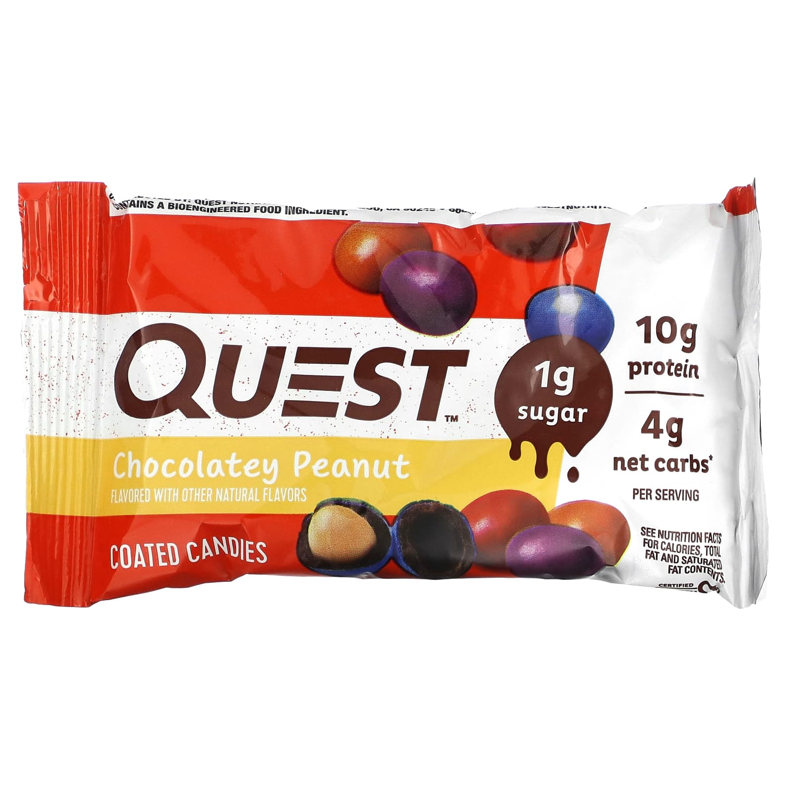 Quest Nutrition, チョコレートリーコーテッドピーナッツキャンディ、4パック、各49g（1.73オンス）