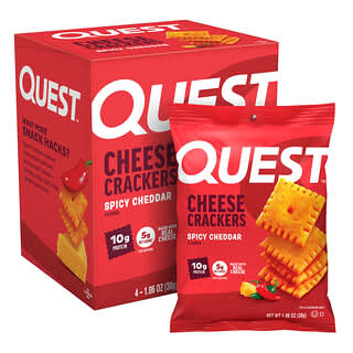 Quest Nutrition, Craquelins au fromage, Cheddar épicé, 4 sacs de 30 g chacun
