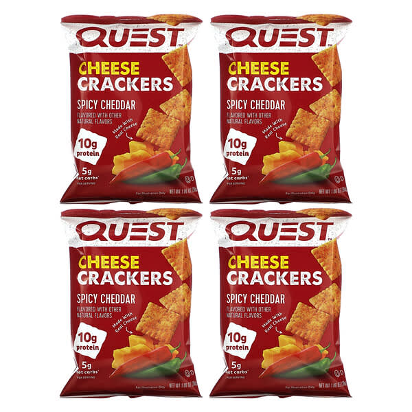 Quest Nutrition, Cheese Crackers, Spicy Cheddar, 4 Bags 1.06 oz (30 g) Each