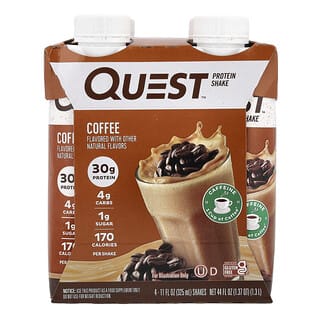 Quest Nutrition, Протеиновый коктейль, кофе, 4 коктейля, 325 мл (11 жидк. Унций)