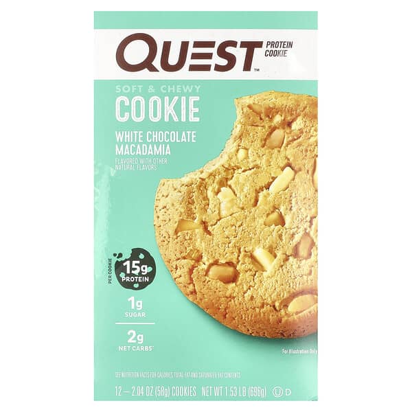 Quest Nutrition Protein Cookie, White Chocolate Macadamia, 12 Cookies, 2.04 oz (58 g) Each