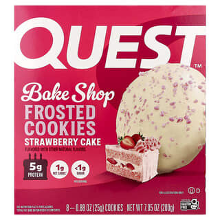 Quest Nutrition, 프로스티드 쿠키, 딸기 케이크, 쿠키 8개, 개당 25g(0.88oz)