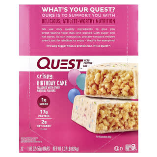 Quest Nutrition, Barretta proteica Hero, croccante, torta di compleanno, 12 barrette, 52 g ciascuna