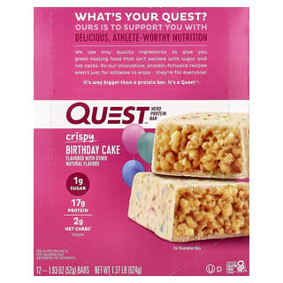 Quest Nutrition, Barretta proteica Hero, torta di compleanno croccante, 12 barrette, 52 g ciascuna