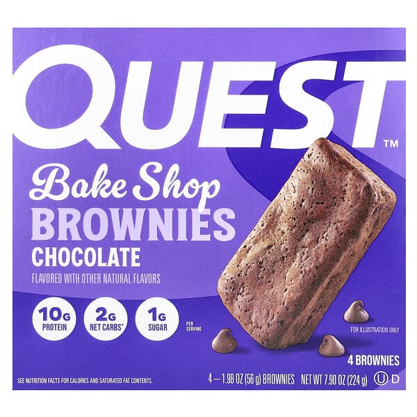 Quest Nutrition, Bake Shop 브라우니, 초콜릿, 브라우니 4개, 개당 56g(1.98oz)