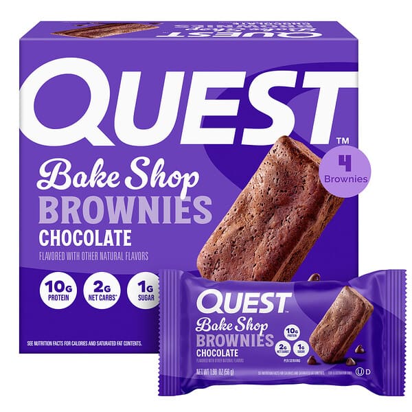 Quest Nutrition, 烘焙店布朗尼，巧克力，4 布朗尼，每袋 1.98 盎司（56 克）