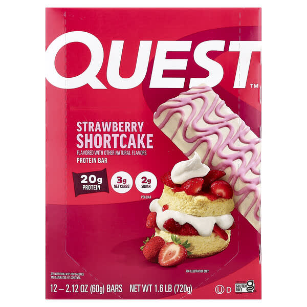 Protein Bar, Strawberry Shortcake, 12 Bars, 2.12 oz (60 g) Each