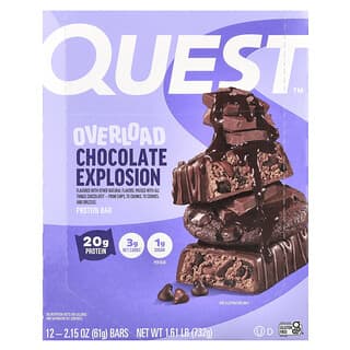 Quest Nutrition, Barrita proteica Overload, Explosión de chocolate, 12 barritas, 61 g (2,15 oz) cada una