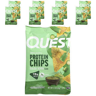 Quest Nutrition, Chips de proteína estilo tortilla, Salsa verde, 8 bolsas, 32 g (1,1 oz) cada una