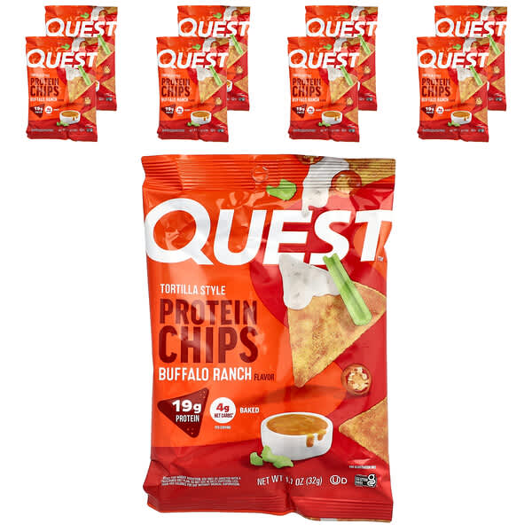 Quest Nutrition, 토르티야식 단백질 칩, 버팔로 랜치, 8봉, 각 32g(1.1oz)