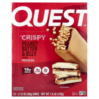 Quest Nutrition, Protein Bar, Proteinriegel, knusprige Erdnussbutter und Gelee, 12 Riegel, je 60 g (2,12 oz.).