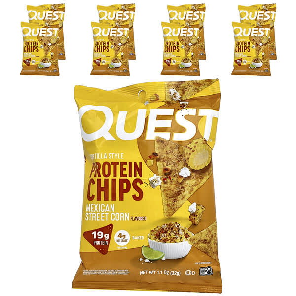 Quest Nutrition, Tortilla Style Protein Chips, Mexican Street Corn, 8 Bags, 1.1 oz (32 g) Each