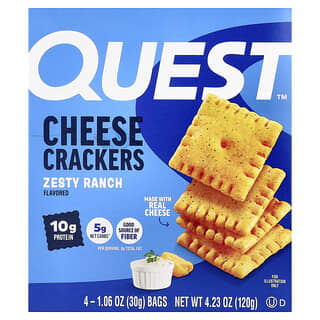 Quest Nutrition, Galletas saladas con queso, Ranch picante, 4 bolsas, 30 g (1,06 oz) cada una
