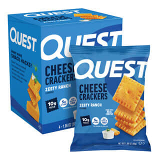 Quest Nutrition, Cheese Crackers, Zesty Ranch, 4 Bags, 1.06 oz (30 g) Each