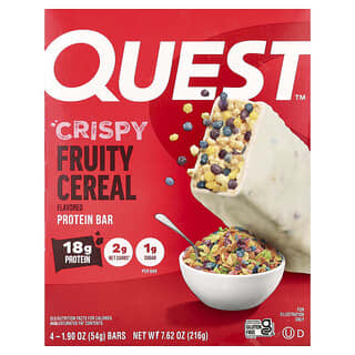 Quest Nutrition, Barrita proteica, Cereal frutal crujiente, 4 barritas, 54 g (1,9 oz) cada una