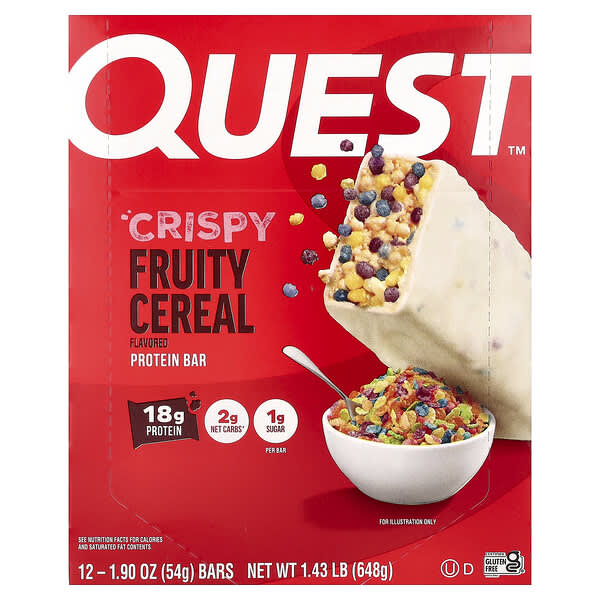 Quest Nutrition, 프로틴바, 크리스피 프루티 시리얼, 바 12개, 각 54g(1.9oz)