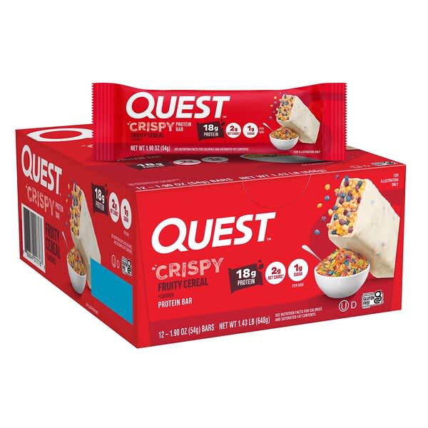 Quest Nutrition, Protein Bar, Crispy Fruity Cereal, 12 Bars, 1.9 oz (54 g) Each