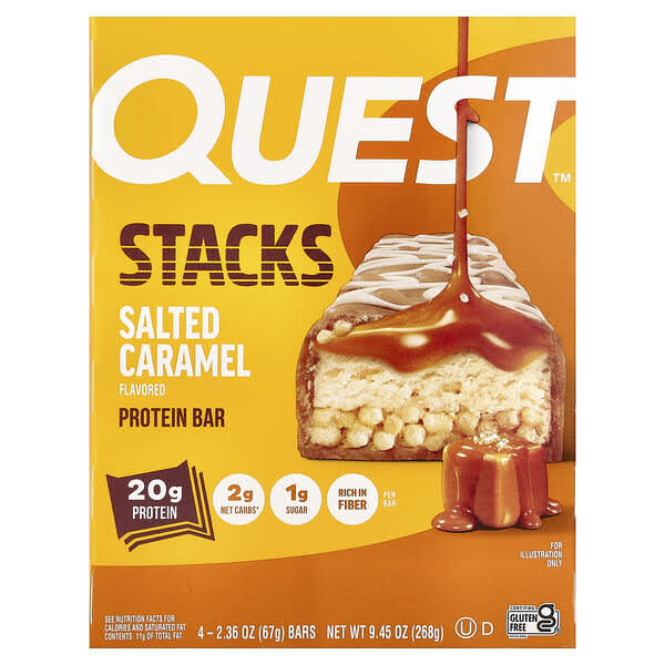 Quest Nutrition, Stacks, Protein Bar, Salted Caramel, 4 Bars, 2.36 oz (67 g) Each