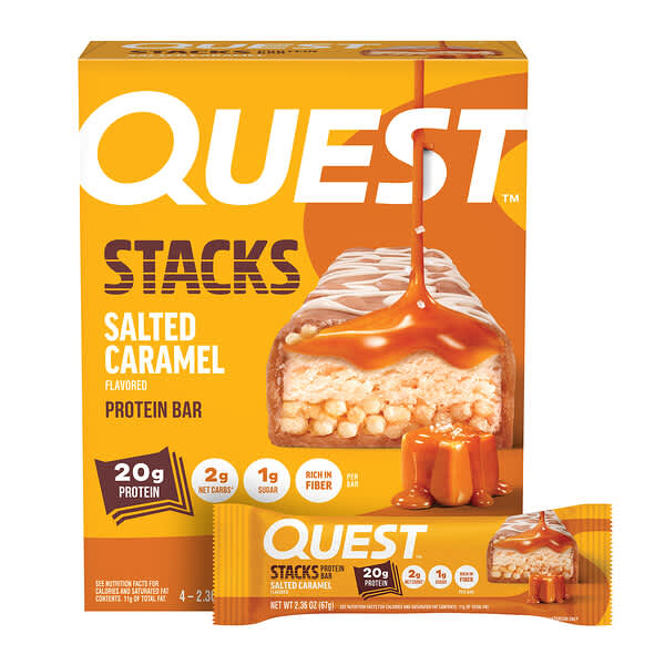 Quest Nutrition, Stacks, Protein Bar, Salted Caramel, 4 Bars, 2.36 oz (67 g) Each