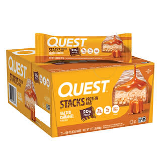 Quest Nutrition, Stacks, Barre protéinée, Caramel salé, 12 barres, 67 g pièce