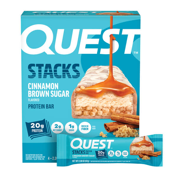 Quest Nutrition, Stacks, Protein Bar, Cinnamon Brown Sugar, 4 Bars, 2.36 oz (67 g) Each