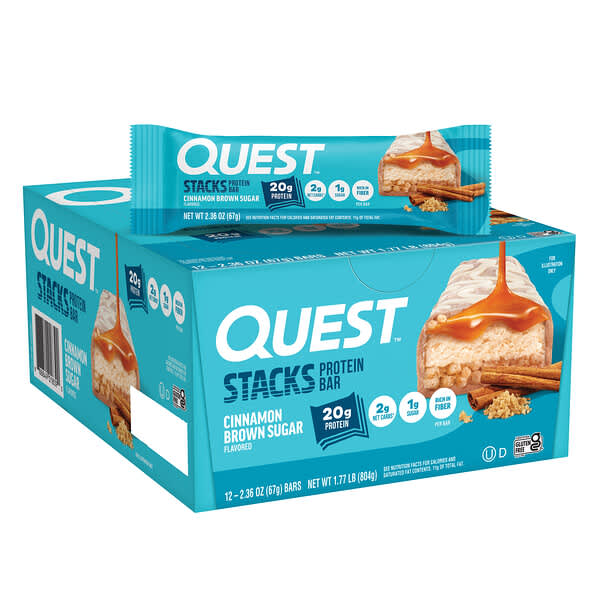 Quest Nutrition, Stacks, Protein Bar, Cinnamon Brown Sugar, 12 Bars, 2.36 oz (67 g) Each