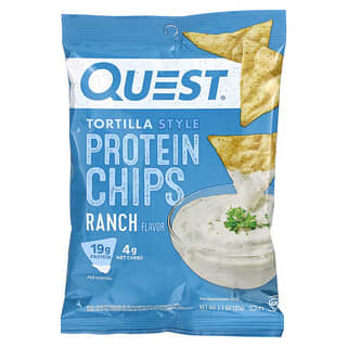 Quest Nutrition, протеиновые чипсы в стиле тортильи, вкус сыра, фермерский вкус, 12 пакетиков, 32 г (1,1 унции)