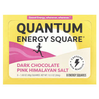 QUANTUM ENERGY SQUARE‏, ملح الهيمالايا الوردي بالشيكولاتة الداكنة ، 8 مربعات ، 1.69 أونصة (48 جم) لكل مربع