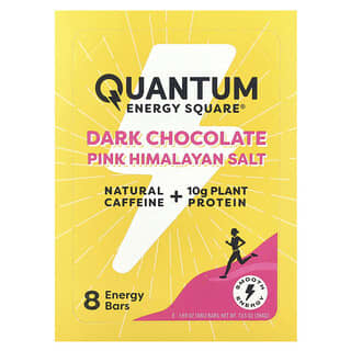 Quantum Energy Square, Dark Chocolate Pink Himalayan Salt, 8 Energy Bars, 1.69 oz (48 g) Each