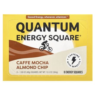 Quantum Energy Square‏, שבבי שקדים של קפה מוקה, 8 ריבועים, 48 גרם (1.69 אונקיות) כל אחד