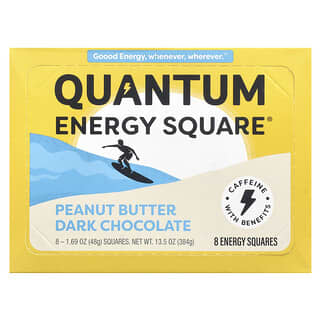Quantum Energy Square, Peanut Butter Dark Chocolate, 8 Squares, 1.69 oz (48 g) Each