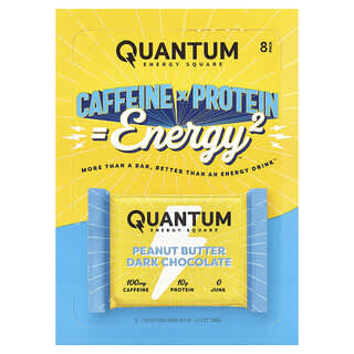Quantum Energy Square, Peanut Butter Dark Chocolate, 8 Energy Bars, 1.69 oz (48 g) Each