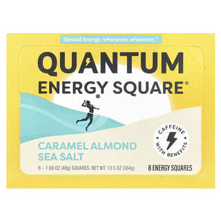 Quantum Energy Square, Caramel Almond Sea Salt, Karamell-Mandel-Meersalz, 8 Quadrate, je 48 g (1,69 oz.).
