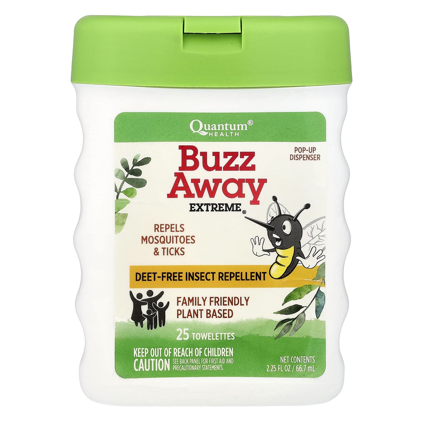 Quantum Health, Buzz Away Extreme®, средство от комаров и клещей, 25 салфеток