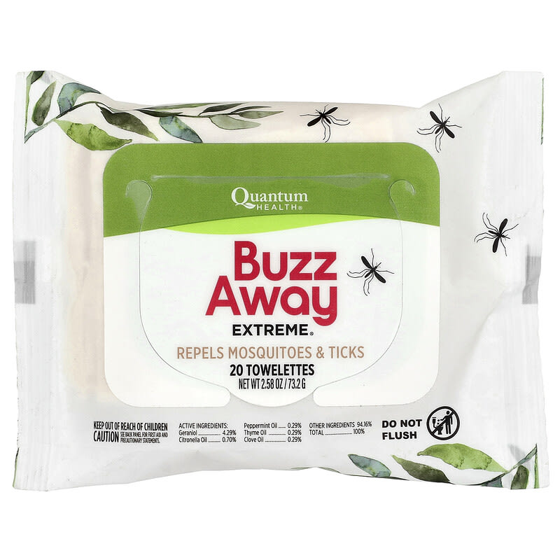 Buzz Away Extreme, Repels Mosquitoes & Ticks, 20 Towelettes, 2.58 oz (73.2  g)