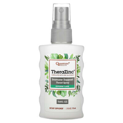 Quantum Health, TheraZinc, Immune Support Throat Spray, Mint, 7.4 mg, 2 fl oz (59 ml)