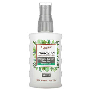 Quantum Health, TheraZinc, Spray pour la gorge pour le soutien immunitaire, Menthe poivrée, 59 ml