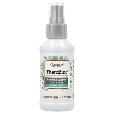 Quantum Health, TheraZinc®, Immune Support Throat Spray, Mint, 7.4 mg, 4 fl oz (118 ml)