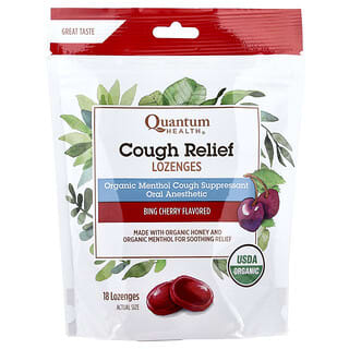Quantum Health, Pastillas para aliviar la tos, Cereza Bing, 18 pastillas (5 mg por pastilla)