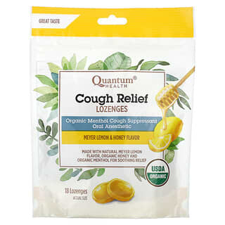 Quantum Health, 咳嗽緩解，含片，野檸檬和蜂蜜味，18片