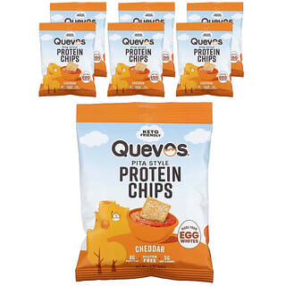Quevos, Pita Style Protein Chips, Cheddar, 6 Bags, 1 oz (28 g) Each