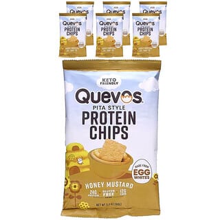 Quevos, Pita Style Protein Chips, Proteinchips nach Pita-Art, Honig-Senf, 6 Beutel im Familienpack, je 90 g (3,2 oz.).