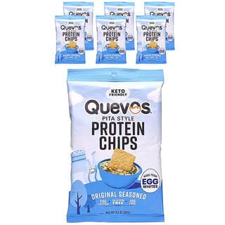 Quevos, протеиновые чипсы из питы, оригинальные приправы, 6 пакетиков Family Pack по 90 г (3,2 г)