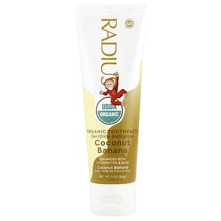 RADIUS, Dentifrice biologique à l'érythritol, À partir de 6 mois, Banane et noix de coco, 85 g