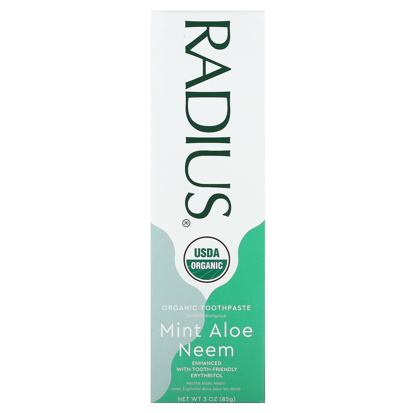 RADIUS, Organic Toothpaste, Mint Aloe Neem, 3 oz (85 g)